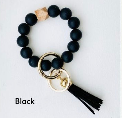 Black Bangle Keychain | Cute Silicone Beaded Wristlet Keyring  Tiny Gift Society