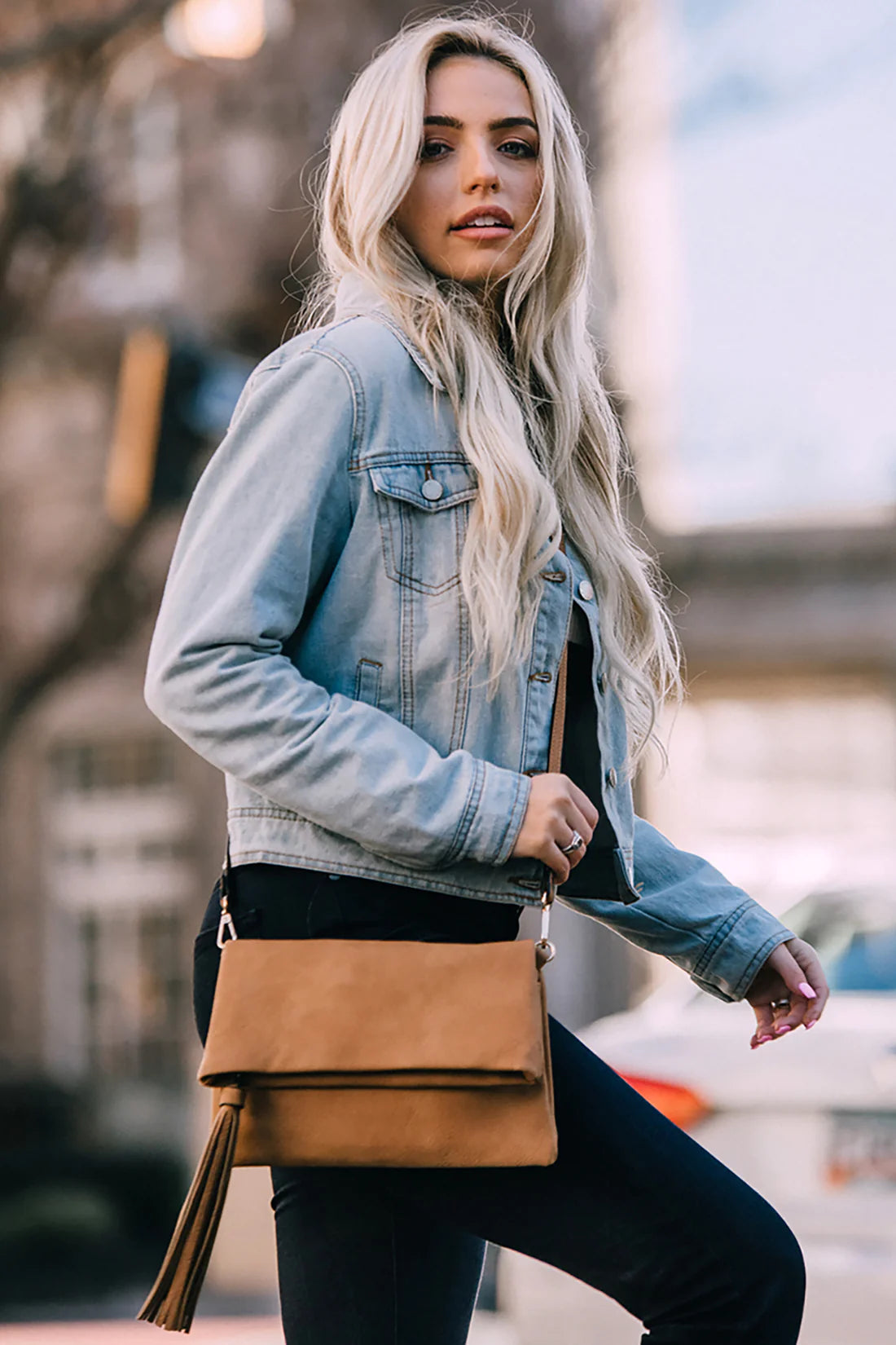 Navy Austin Flapover Tassel Crossbody Clutch Fall-Winter Jen & Co.