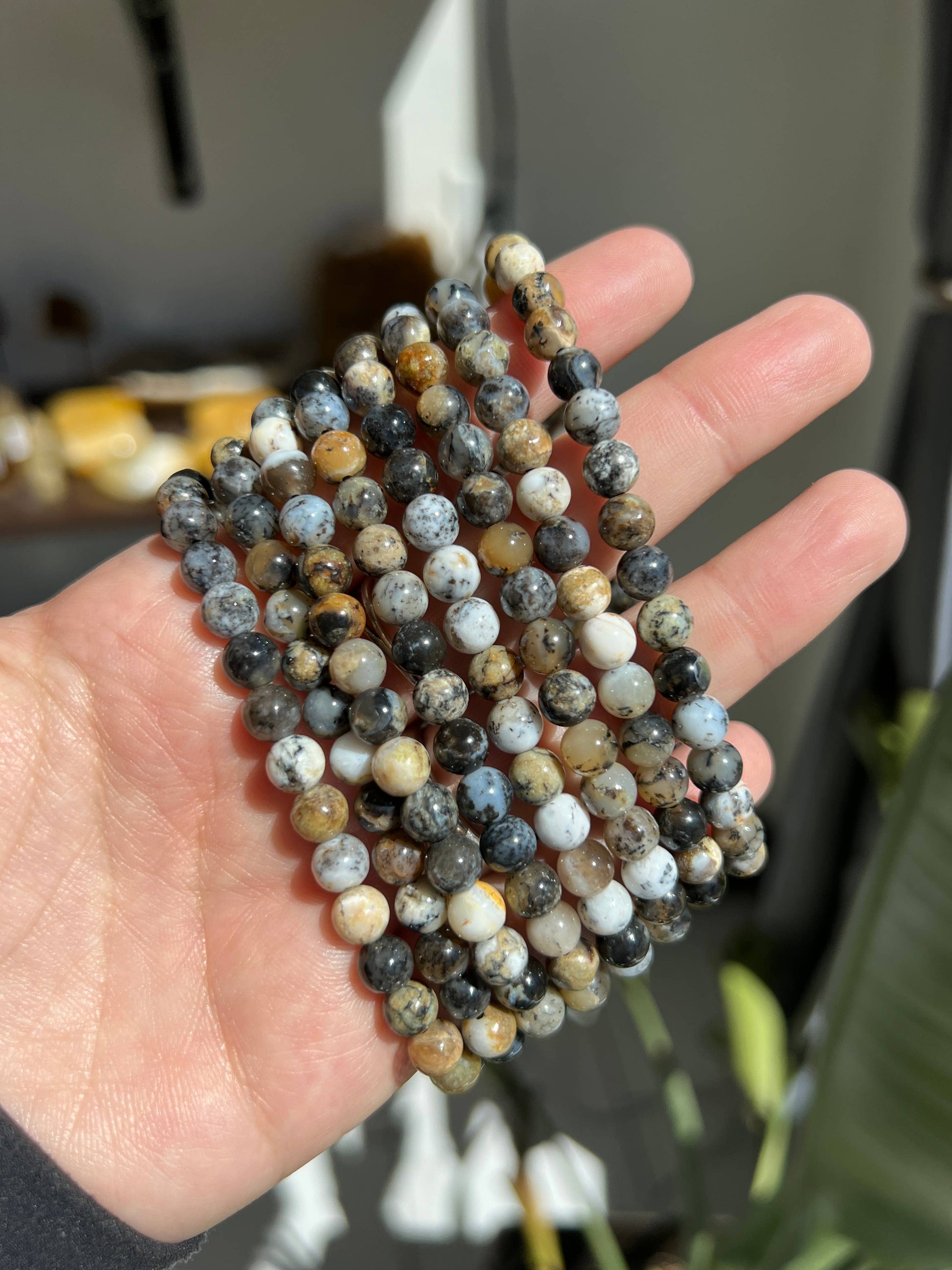Dendritic Opal Beaded Bracelet Core Sapphire & Sage