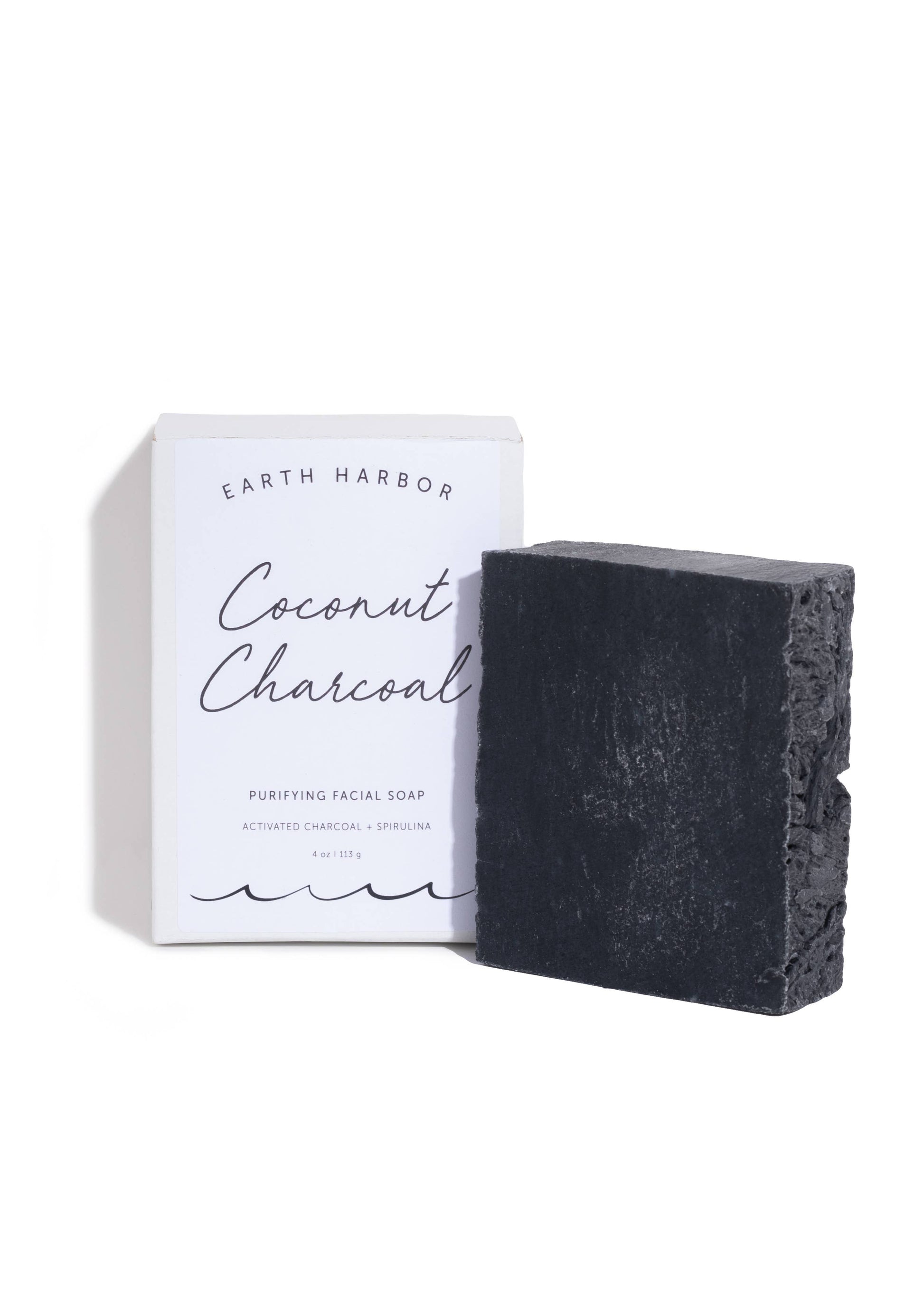 Facial Soap: Coconut Charcoal + Spirulina Core Earth Harbor Naturals