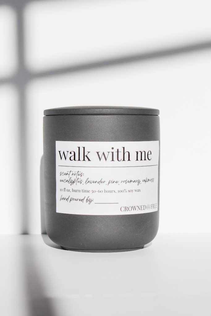 Walk With Me Candle - 10oz - Black - Made by Survivors Core Crowned Free