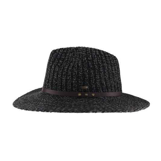 Black Knit C.C Fedora Hat with Leather Band Spring-Summer C.C Beanie