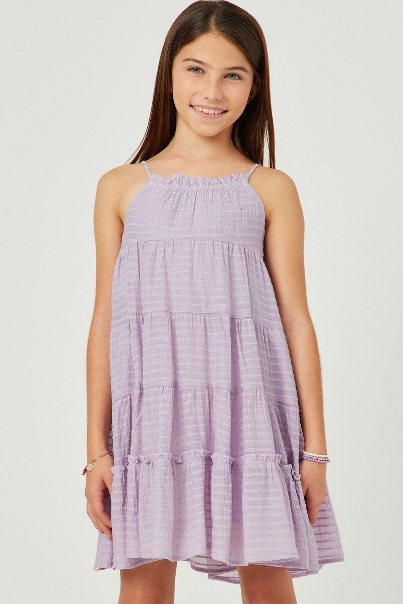 Girls Texture Stripe Tiered Halter Mini Dress Spring-Summer Hayden Los Angeles