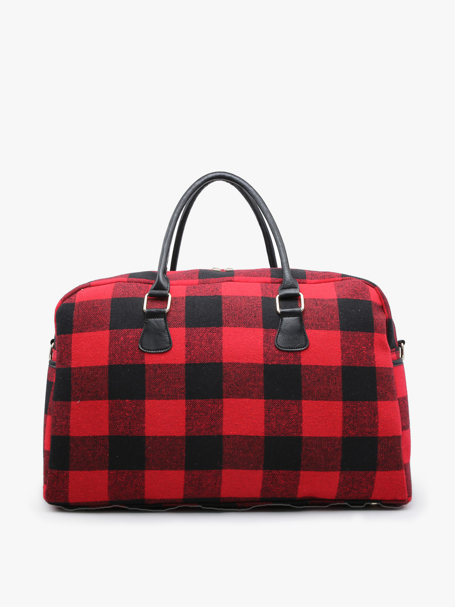 Red & Black Plaid Florence Duffle Bag/Weekender Fall-Winter Jen & Co.