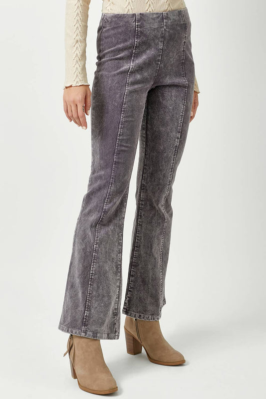 Vintage Grey Washed Corduroy Flare Pants Fall-Winter Mystree