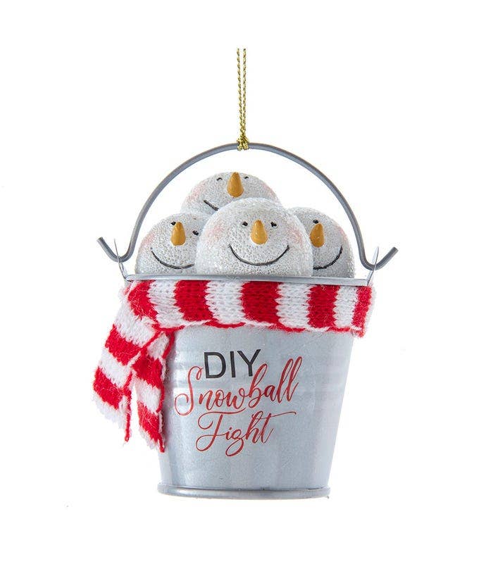 Snowball Fight Metal Pail Ornament Fall-Winter Kurt S. Adler, Inc.