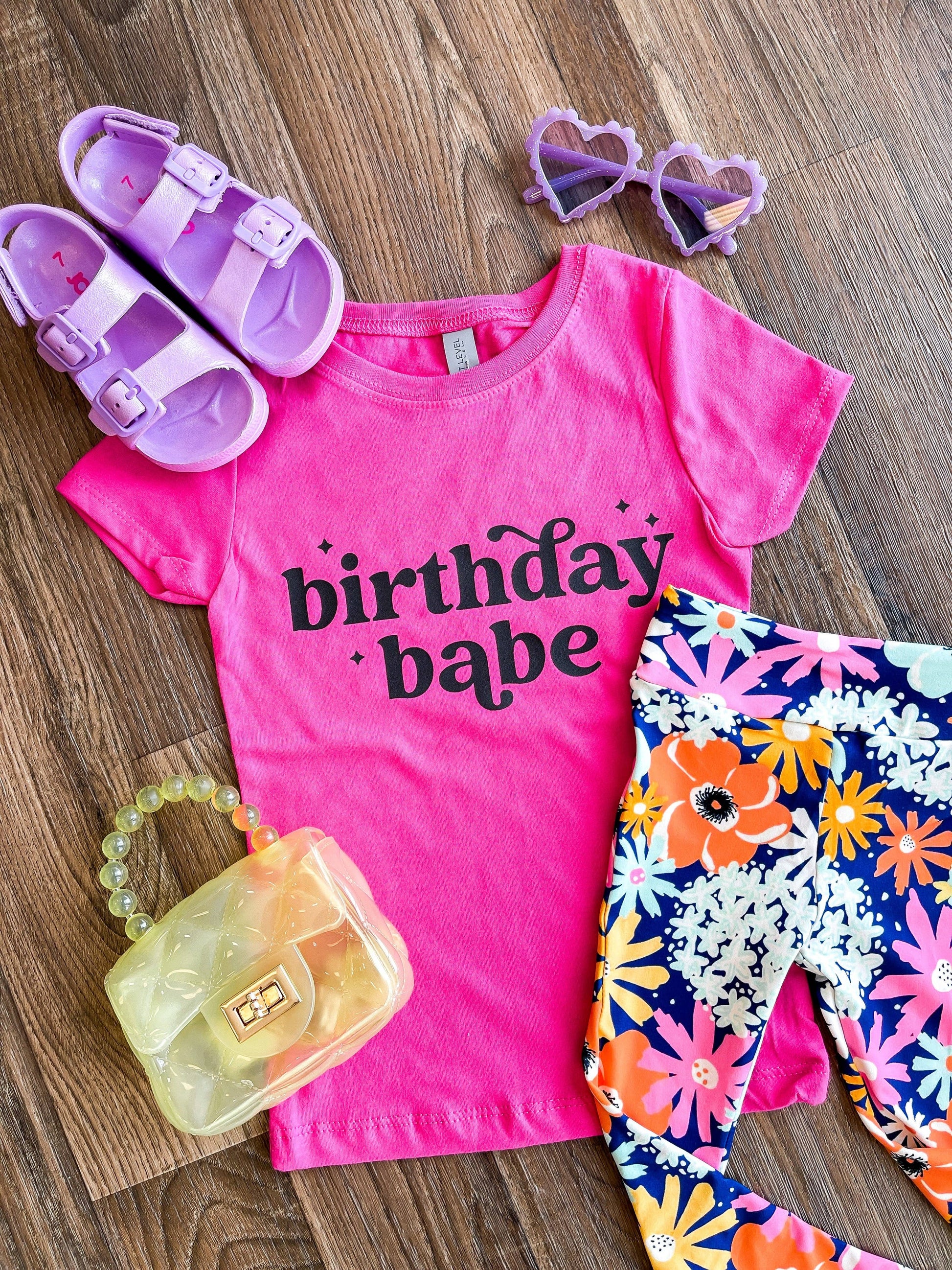 Birthday Babe | Hot Pink Youth Girl's Princess Cut Tee  Bizzy's Wholesale