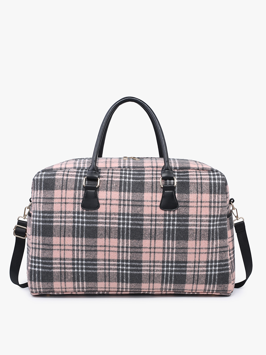 Pink/Grey Plaid Florence Duffle Bag/Weekender Fall-Winter Jen & Co.