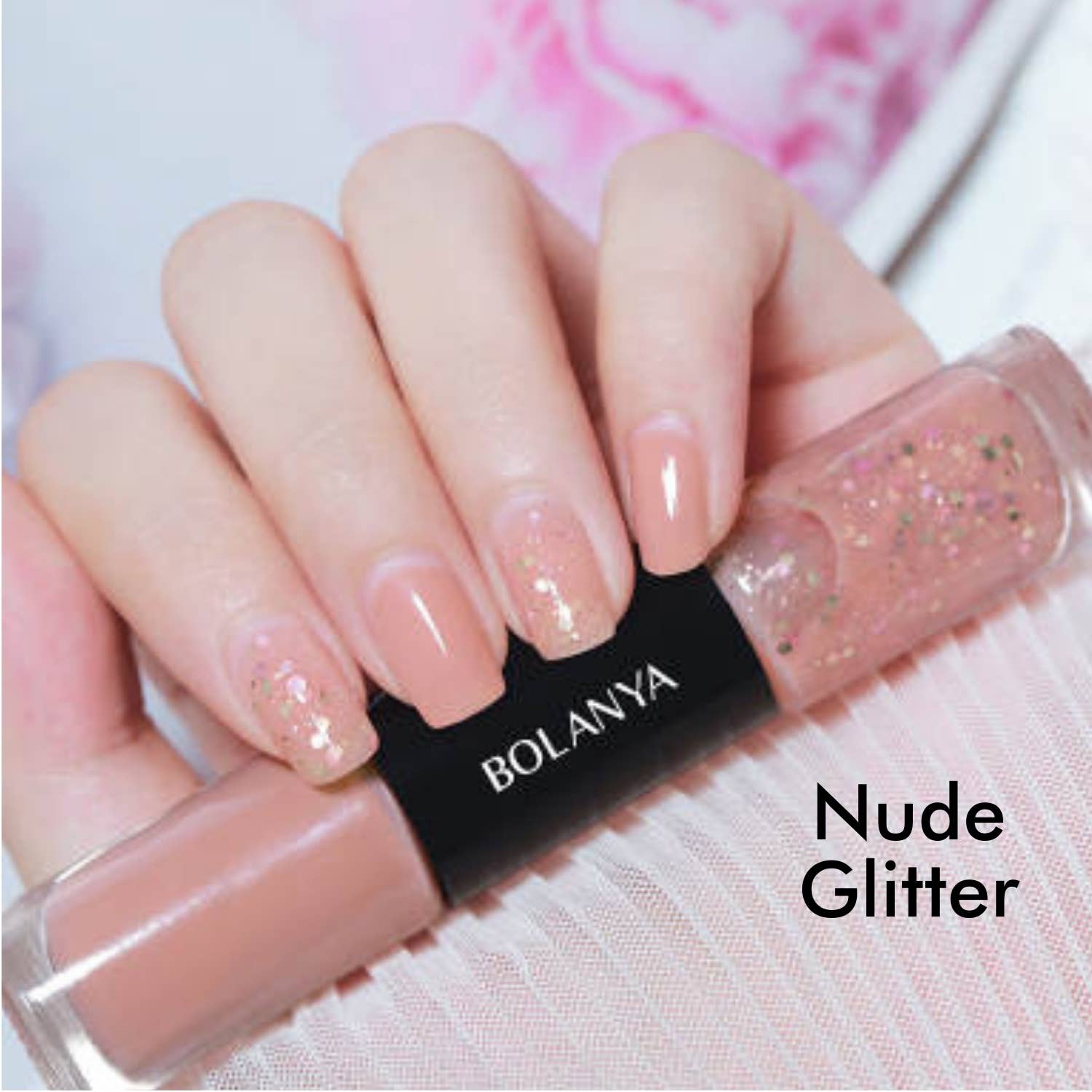 Nude/Nude Glitter Double Nail Polish  Tiny Gift Society