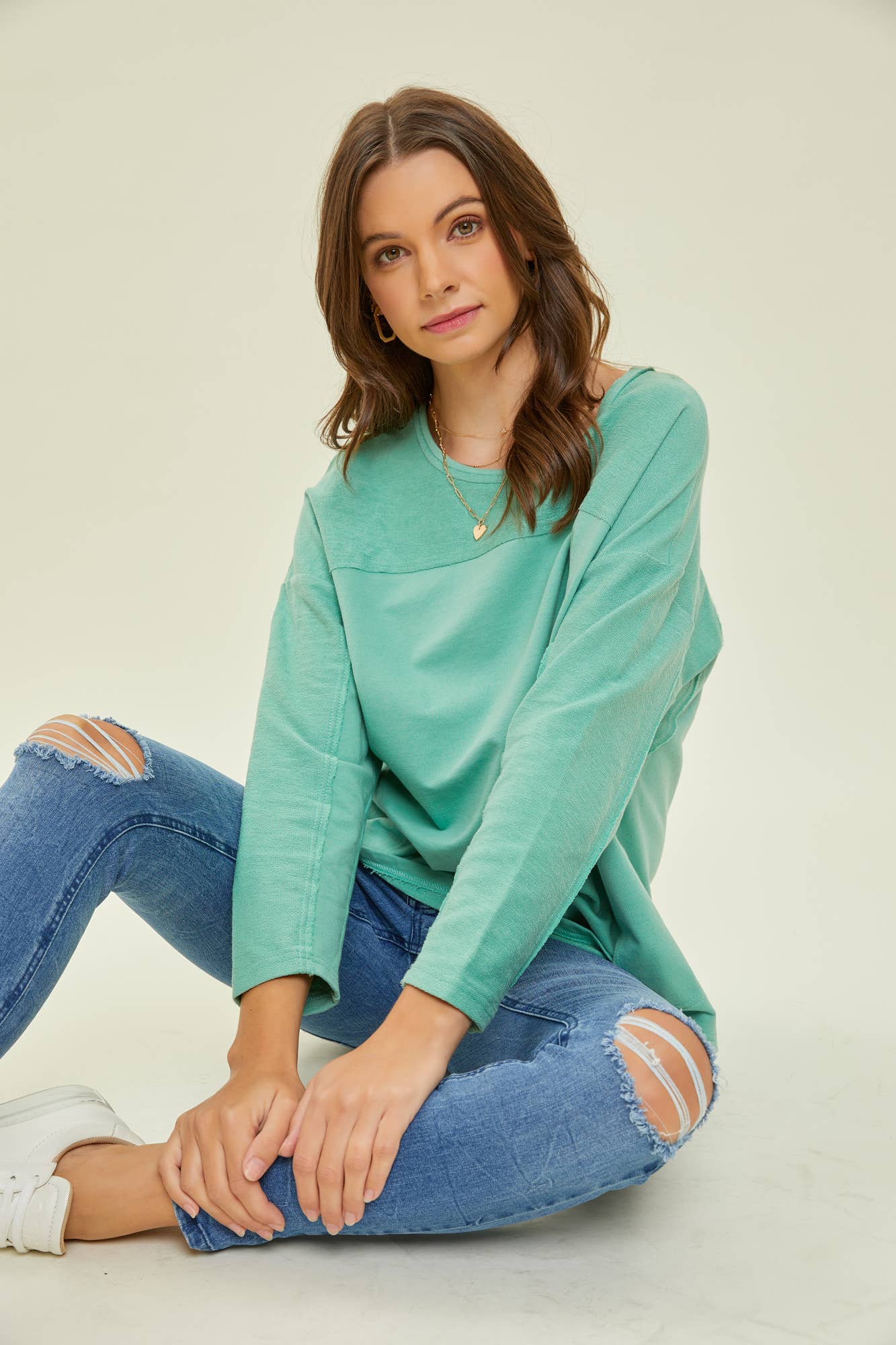SOFT JADE FRENCH TERRY OVERSIZED LAYERING TOP Fall-Winter Heyson