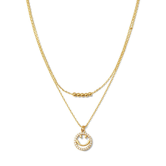 Glitzy Happy Face Double Necklace Spring-Summer Splendid Iris