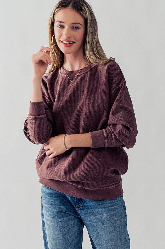 MAROON EMILY OVERSIZED VINTAGE WASH SWEATSHIRT Fall-Winter Urban Daizy