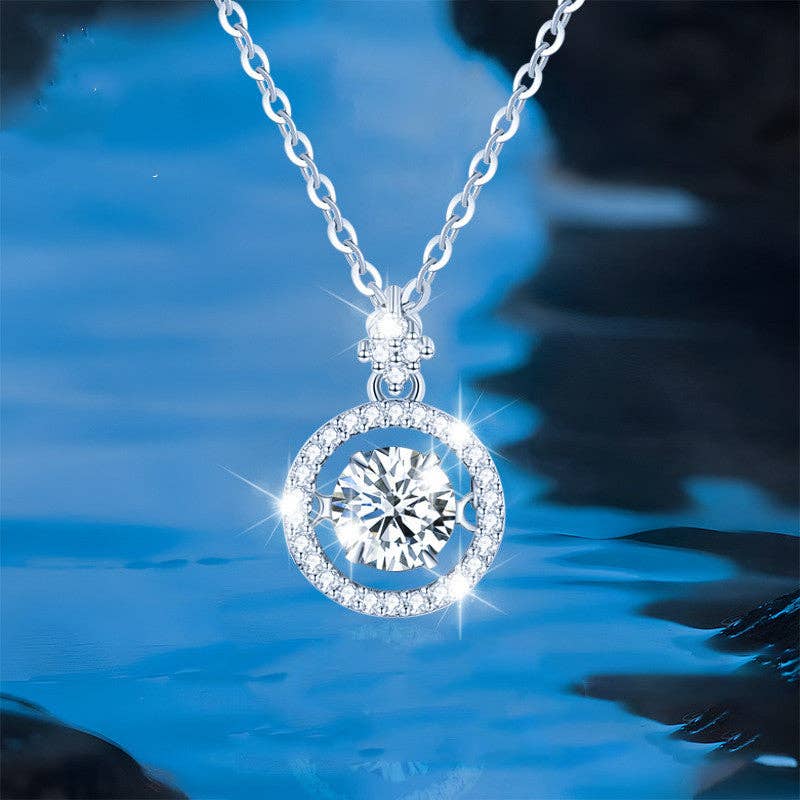 Dancing Moissanite Charm Necklace in 925 Sterling Silver: 1.0 ct Core Perimade & Co. LLC