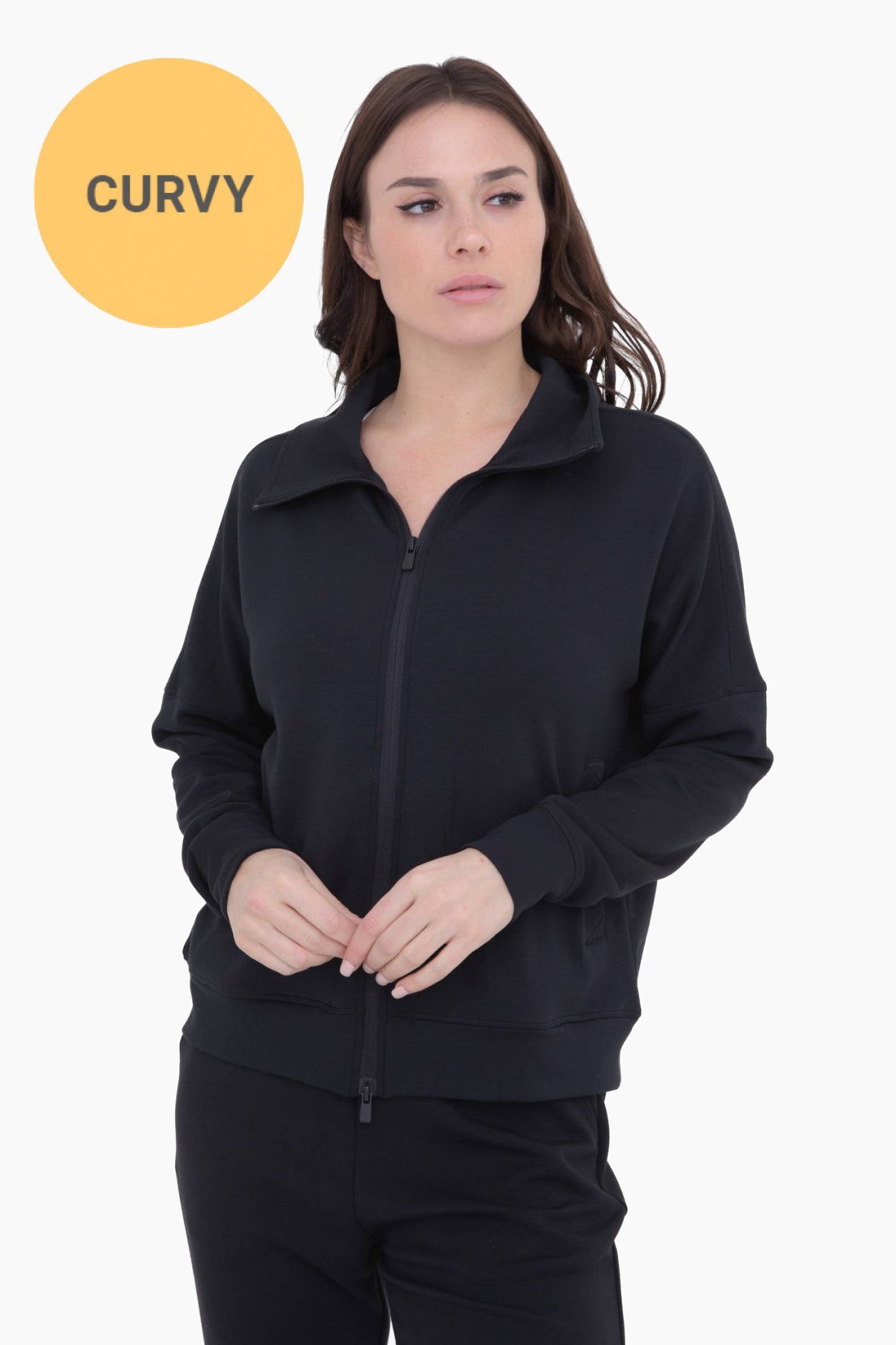 CURVY Modal-Blend Zip-Up Jacket Spring-Summer Mono B