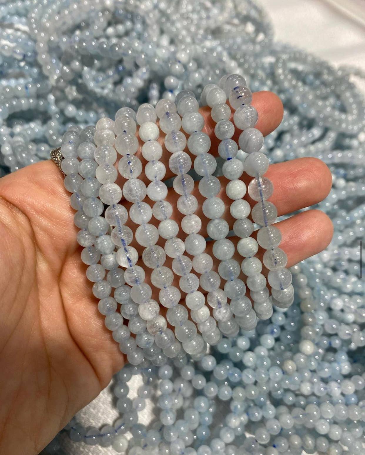 Aquamarine Crystal Beaded Bracelet Core Sapphire & Sage