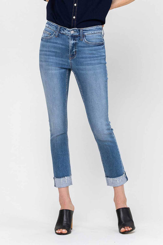 JANET MID RISE CUFFED CROPPED STRAIGHT JEANS Spring-Summer FLYING MONKEY