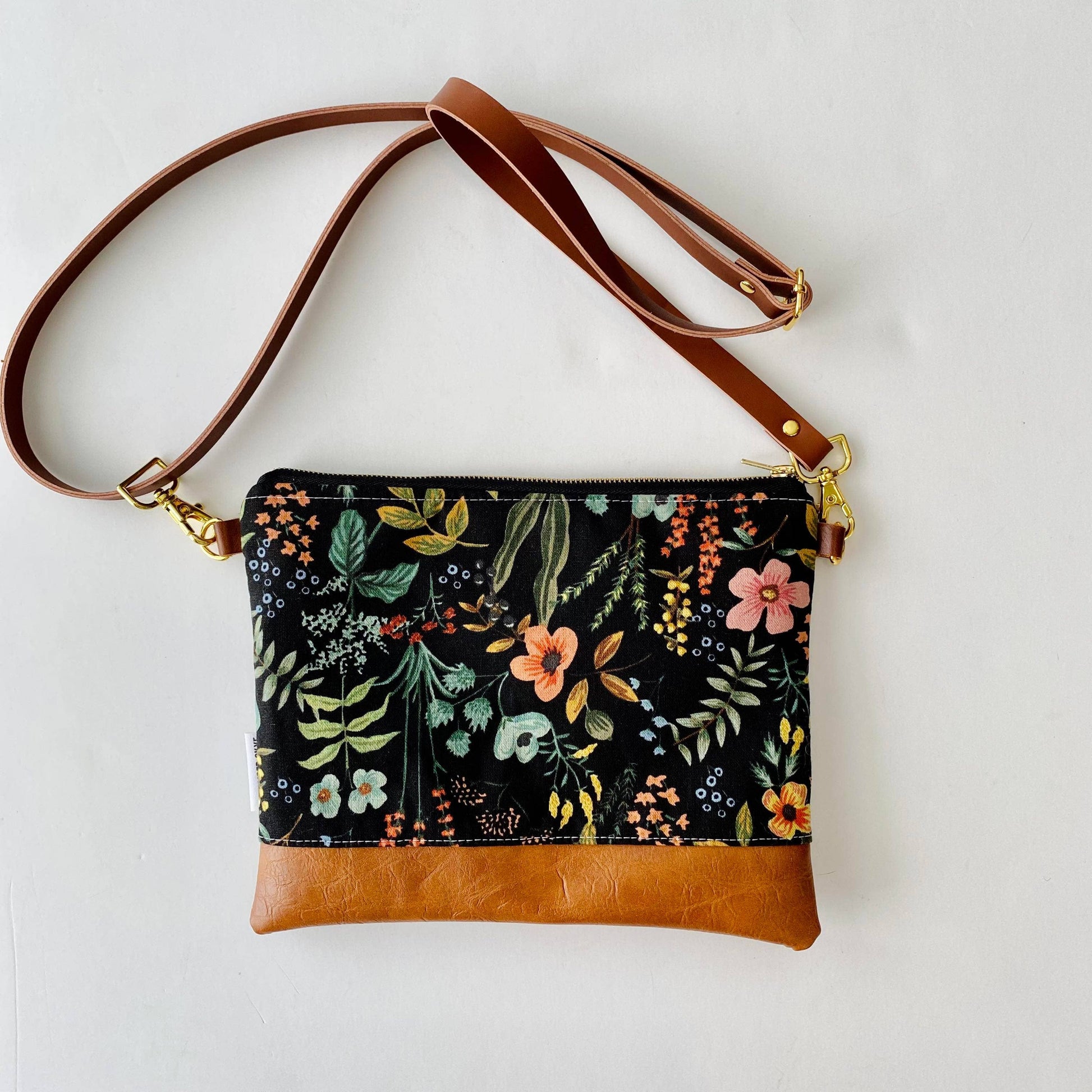 Small crossbody bag in rifle paper black botanical floral Core September Skye Bags & Accessories