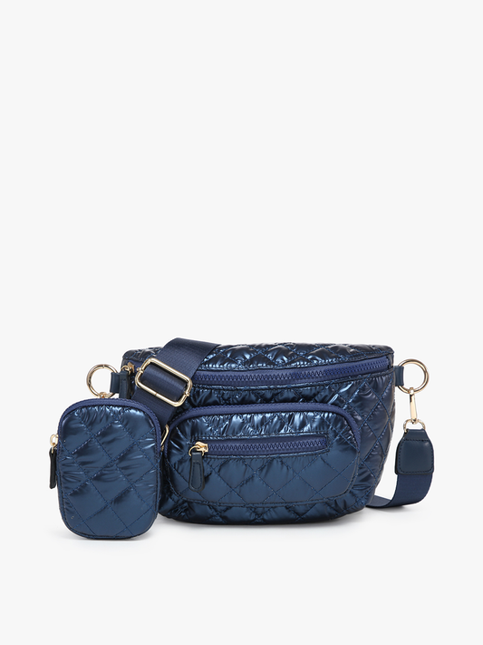 Arianna Quilted Nylon Belt Bag w/ Pouch: Navy Fall-Winter Jen & Co.