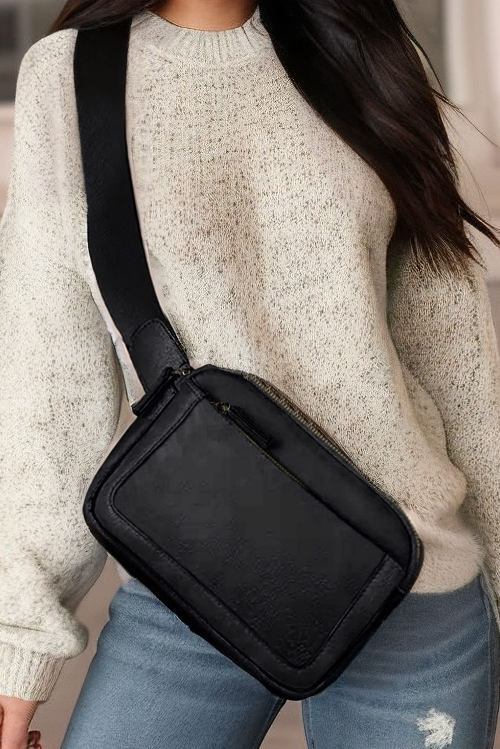 Adjustable Strap Mini PU Leather Crossbody Bag: Black Spring-Summer Little Daisy Closet