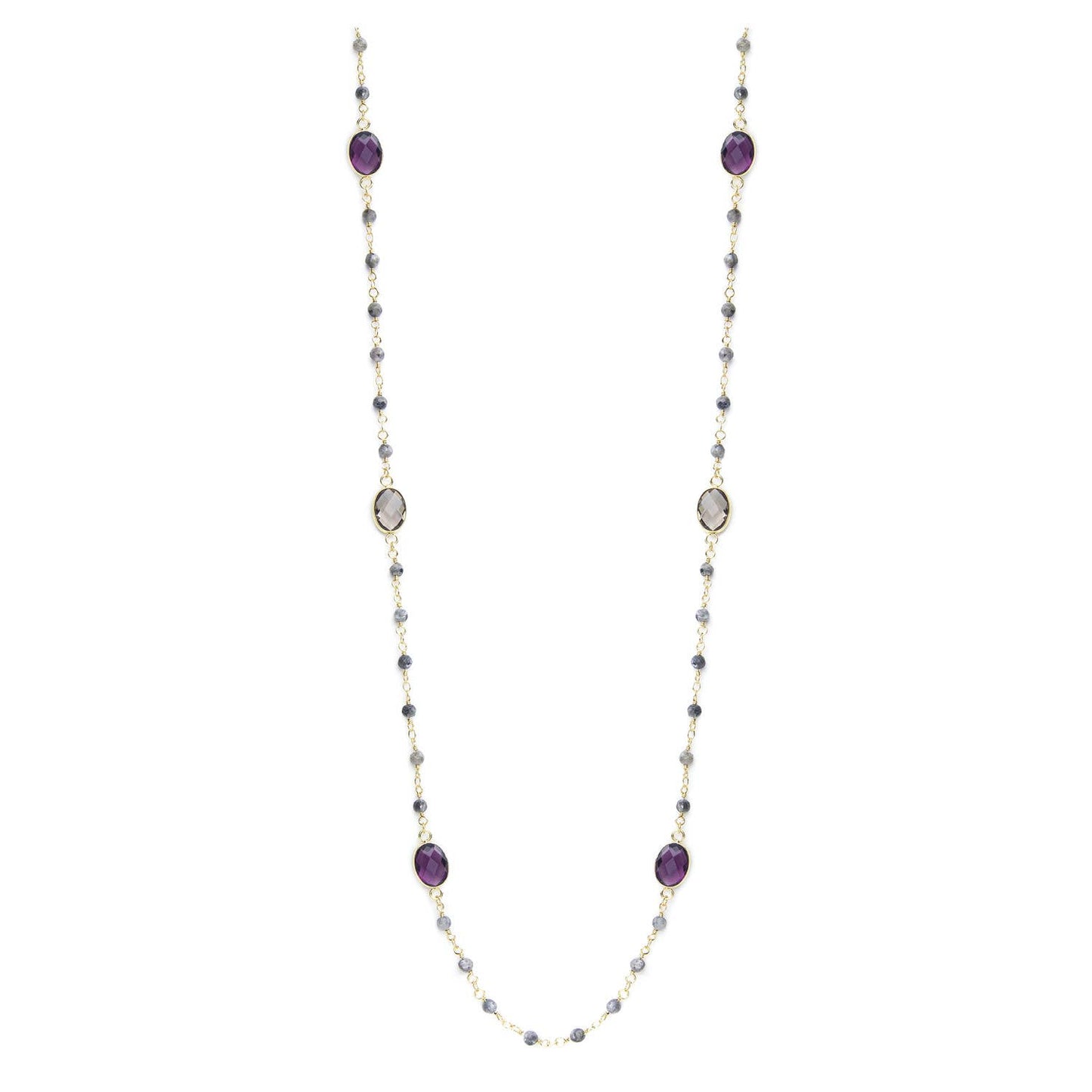 Long Stone & Crystal Gold Necklace Core Splendid Iris