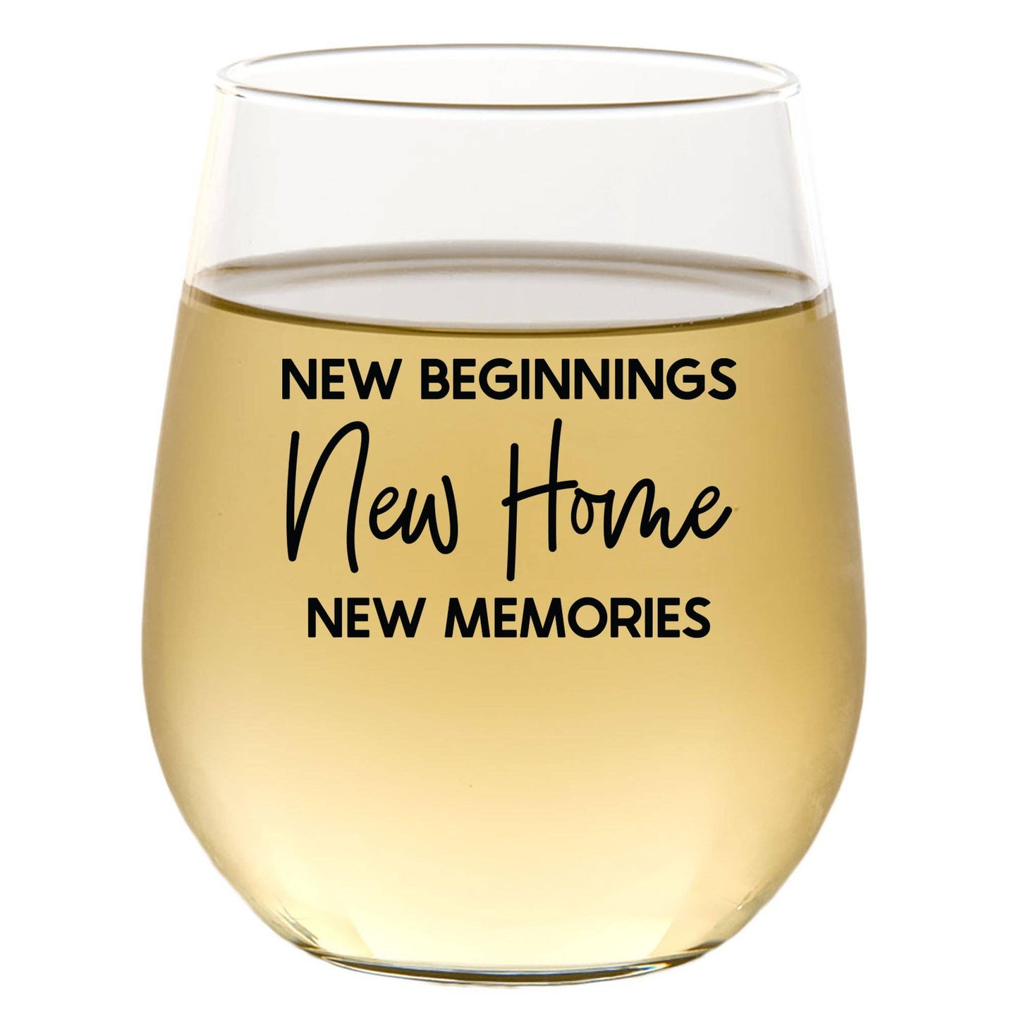 New Beginnings New Home New Memories - Wine Glass Core Cedar Crate Market