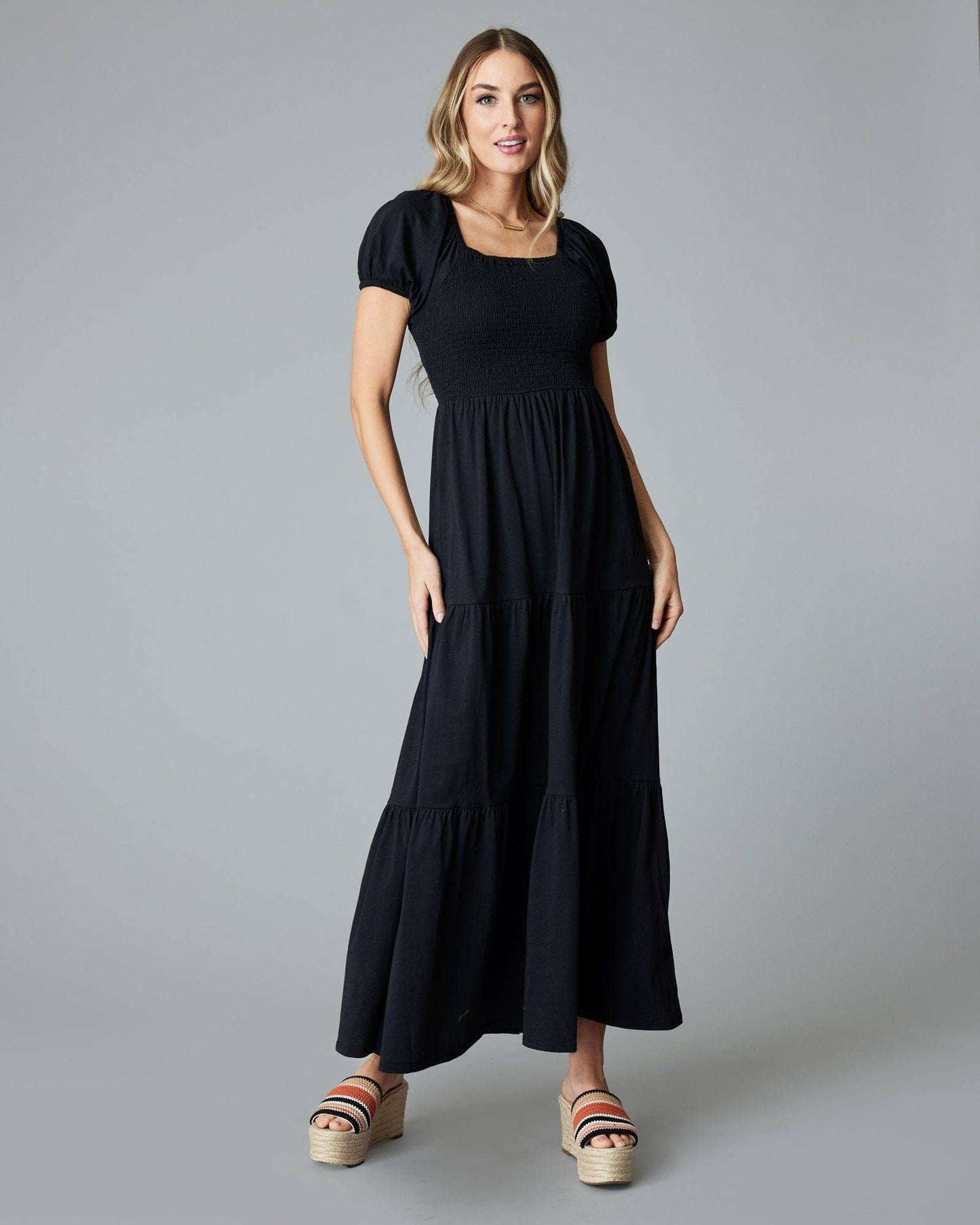 Jade Tiered Maxi: Black Beauty Spring-Summer Downeast