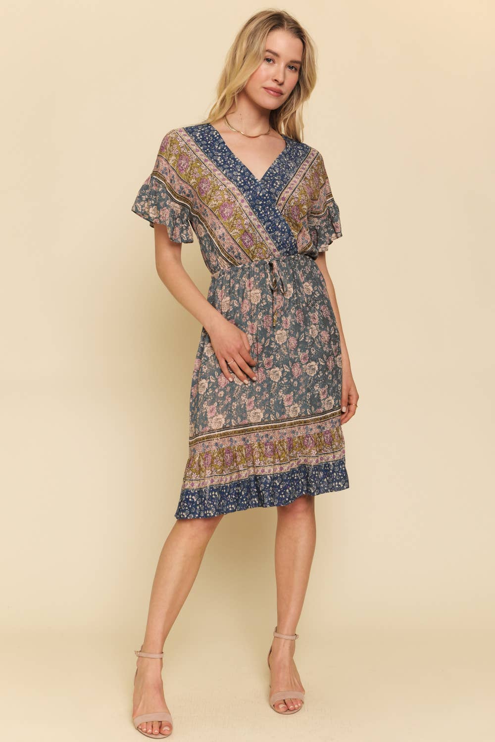 Ruffled Border Print Dress Spring-Summer Mystree