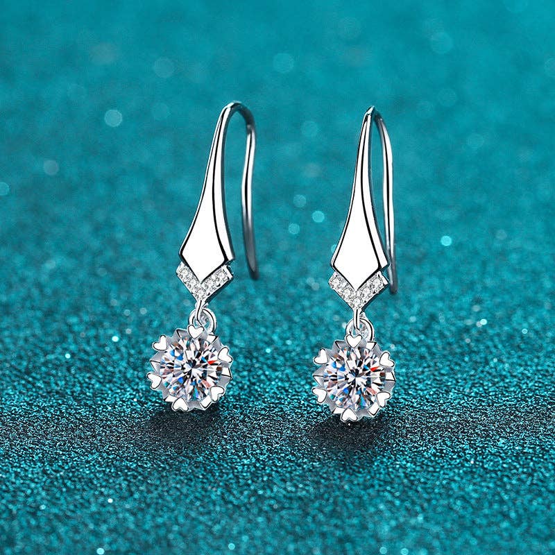 Snowflake Moissanite Drop Earrings in 925 Sterling Silver: 0.5 ct Core Perimade & Co. LLC