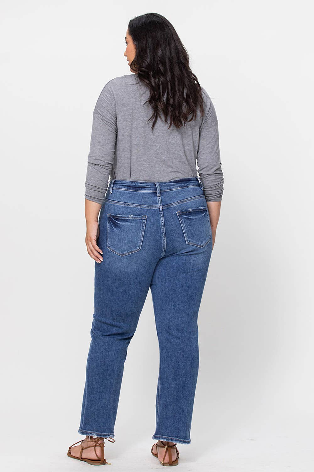 PLUS SIZE LEONA HIGH RISE ANKLE SLIM STRAIGHT JEAN  VERVET by Flying Monkey