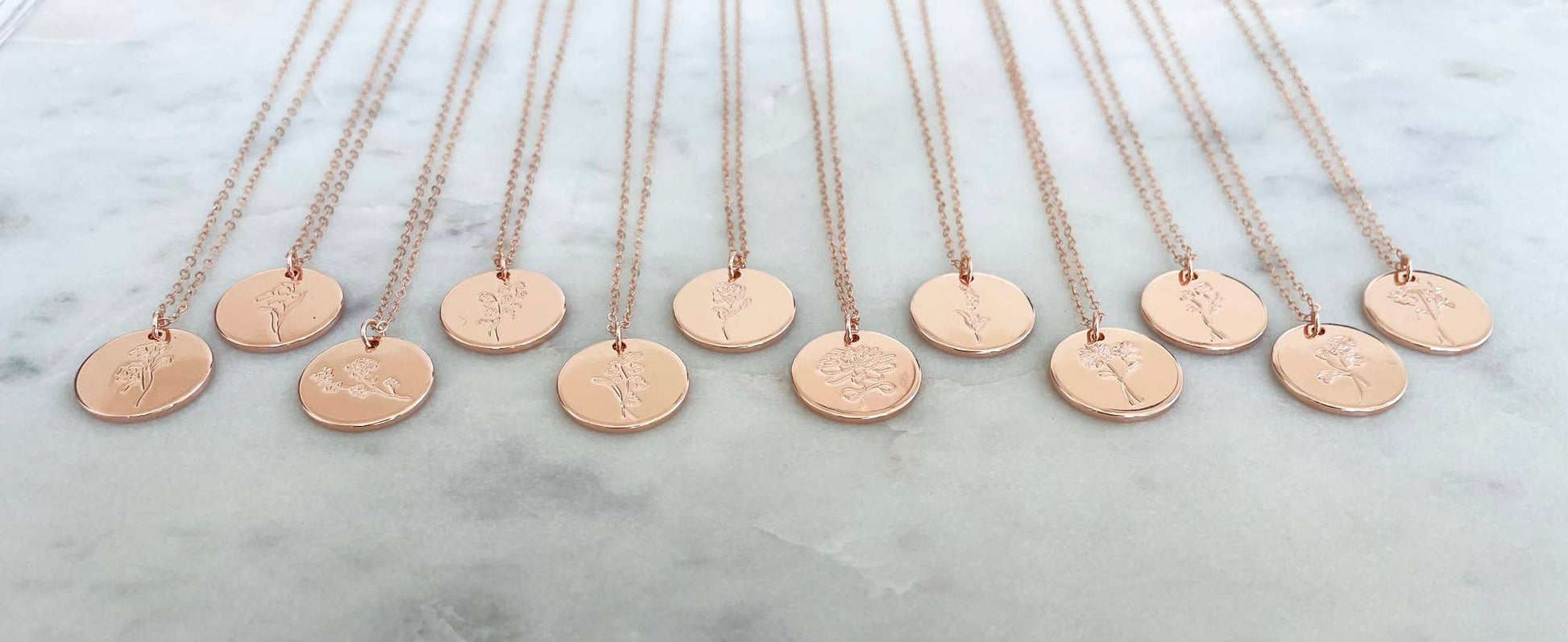 Rose Gold Birth Flower Necklace, Mothers Day Jewelry Gift: October-cosmos Spring-Summer Laalee Jewelry