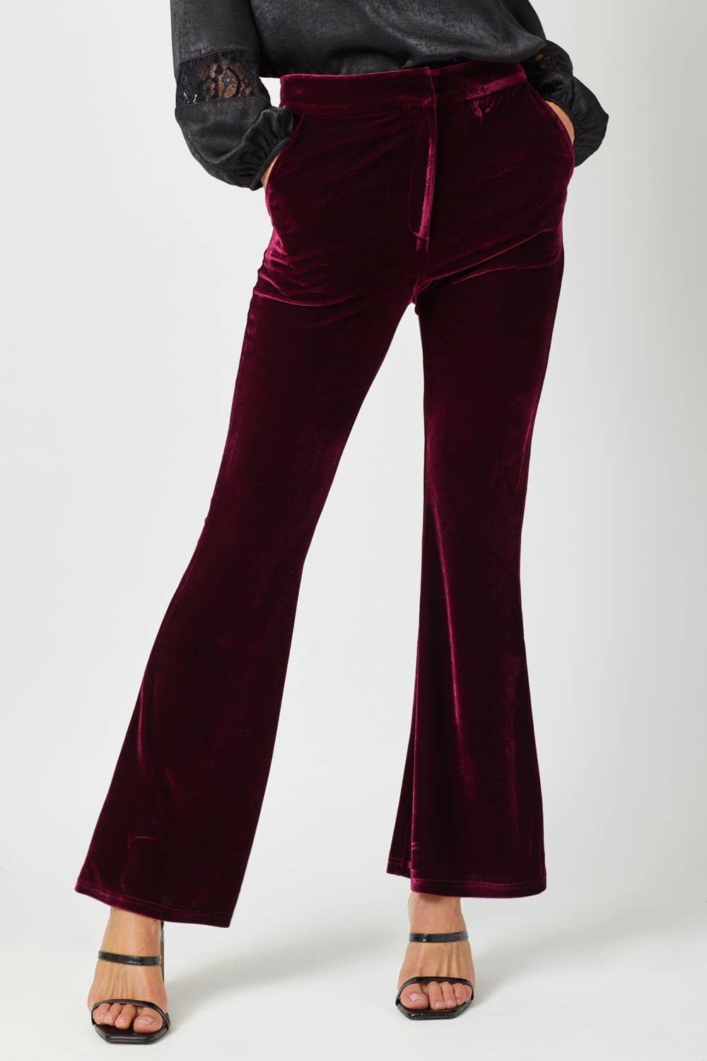 Merlot Velvet Flare Trousers Fall-Winter Mystree