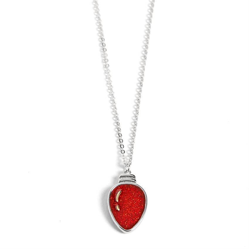 Red Light Bulb Necklace - Silver  Whispers