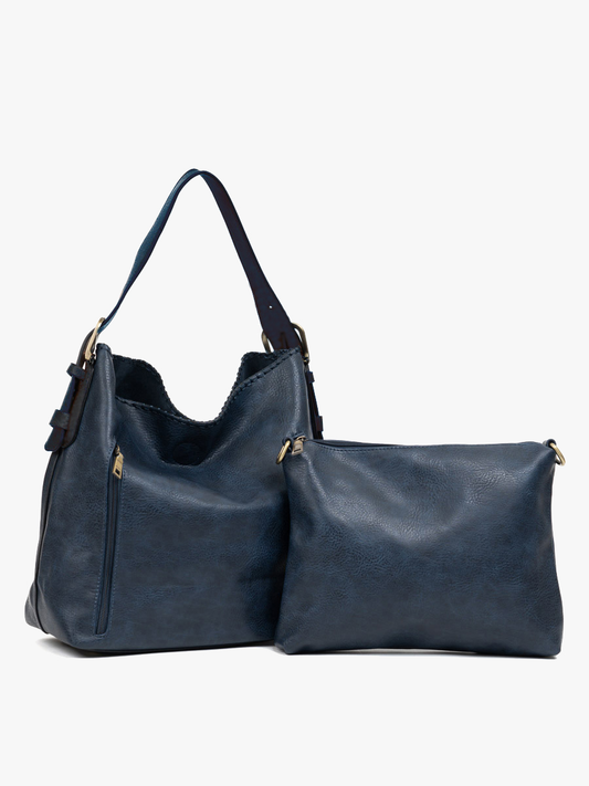 Navy Alexa 2-in-1 Hobo Bag w/Dual Zip Compartments: Navy Fall-Winter Jen & Co.