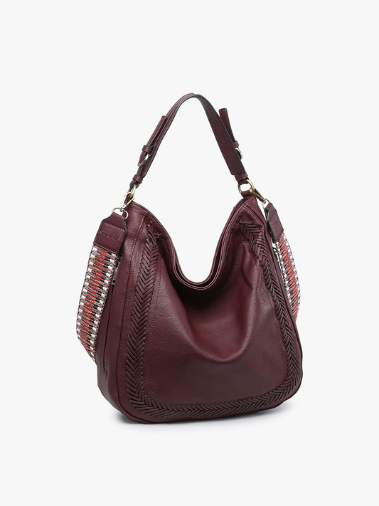 Wine Aris Whipstitch Hobo/Crossbody w/ Guitar Strap Fall-Winter Jen & Co.