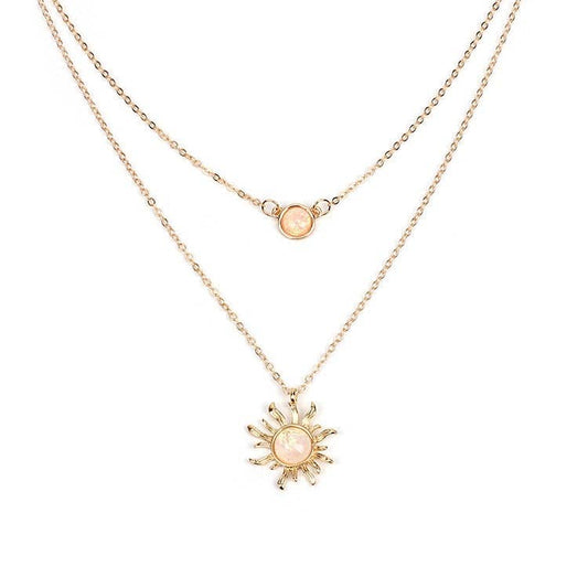 Opal Sun Moon Layered Necklace Set in Solid Copper Core Perimade & Co. LLC