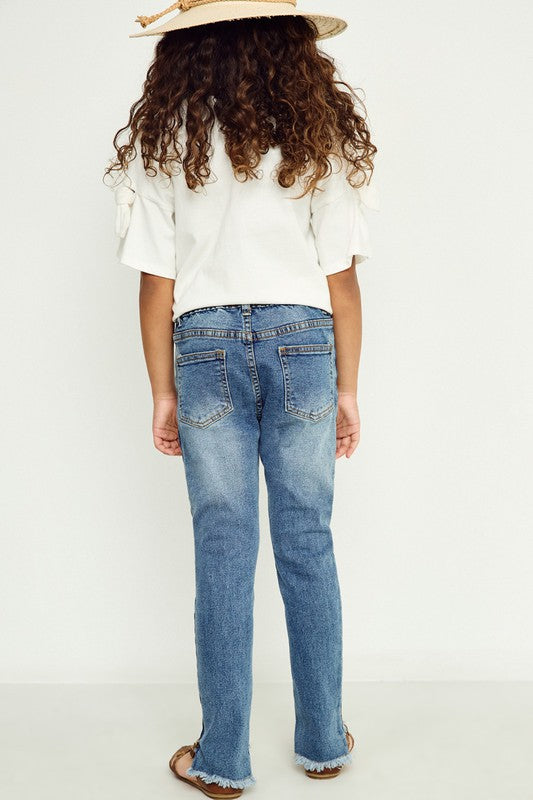 Girls Stone Wash Frayed Ankle Jeans Spring-Summer Hayden Los Angeles