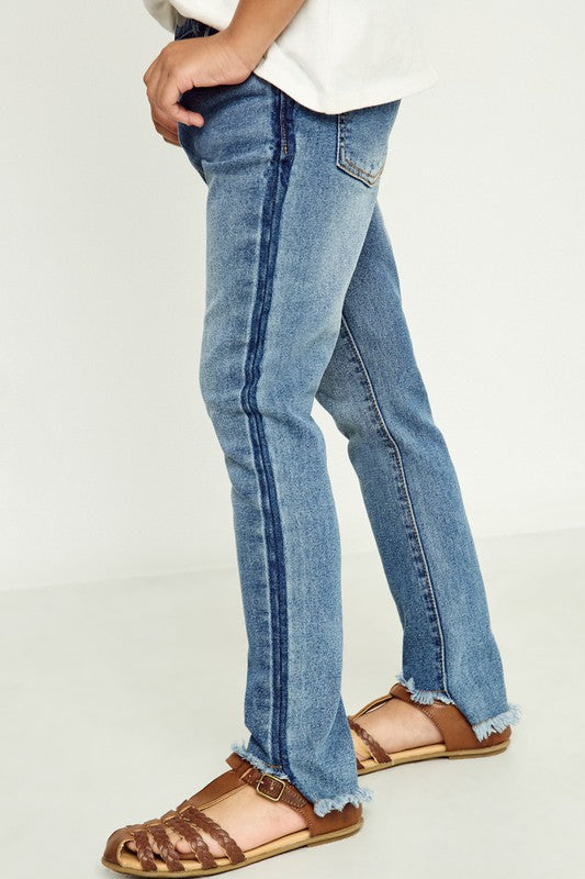 Girls Stone Wash Frayed Ankle Jeans Spring-Summer Hayden Los Angeles