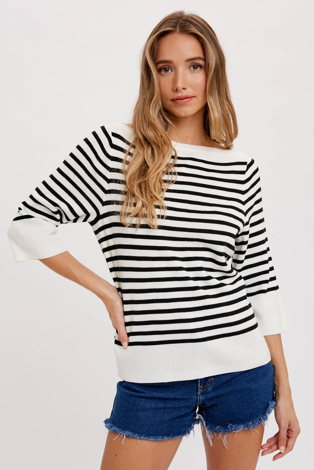 BLACK STRIPE BOATNECK PULLOVER Spring-Summer Bluivy