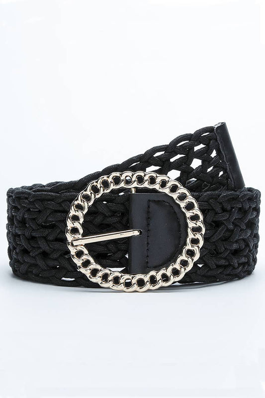 Bohemian Elegant Large Round Buckle Belt: Black Core NINEXIS