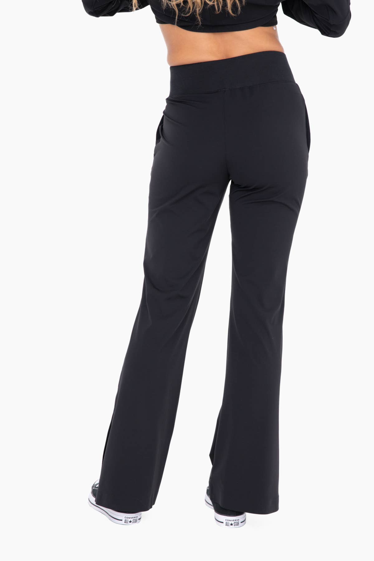 Graphene-Blend Wide Leg Active Pants: BLACK Core Mono B