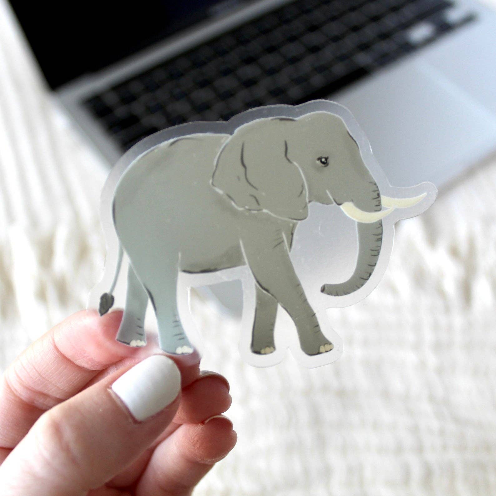 Clear Elephant Sticker, 3x2.5in  Elyse Breanne Design