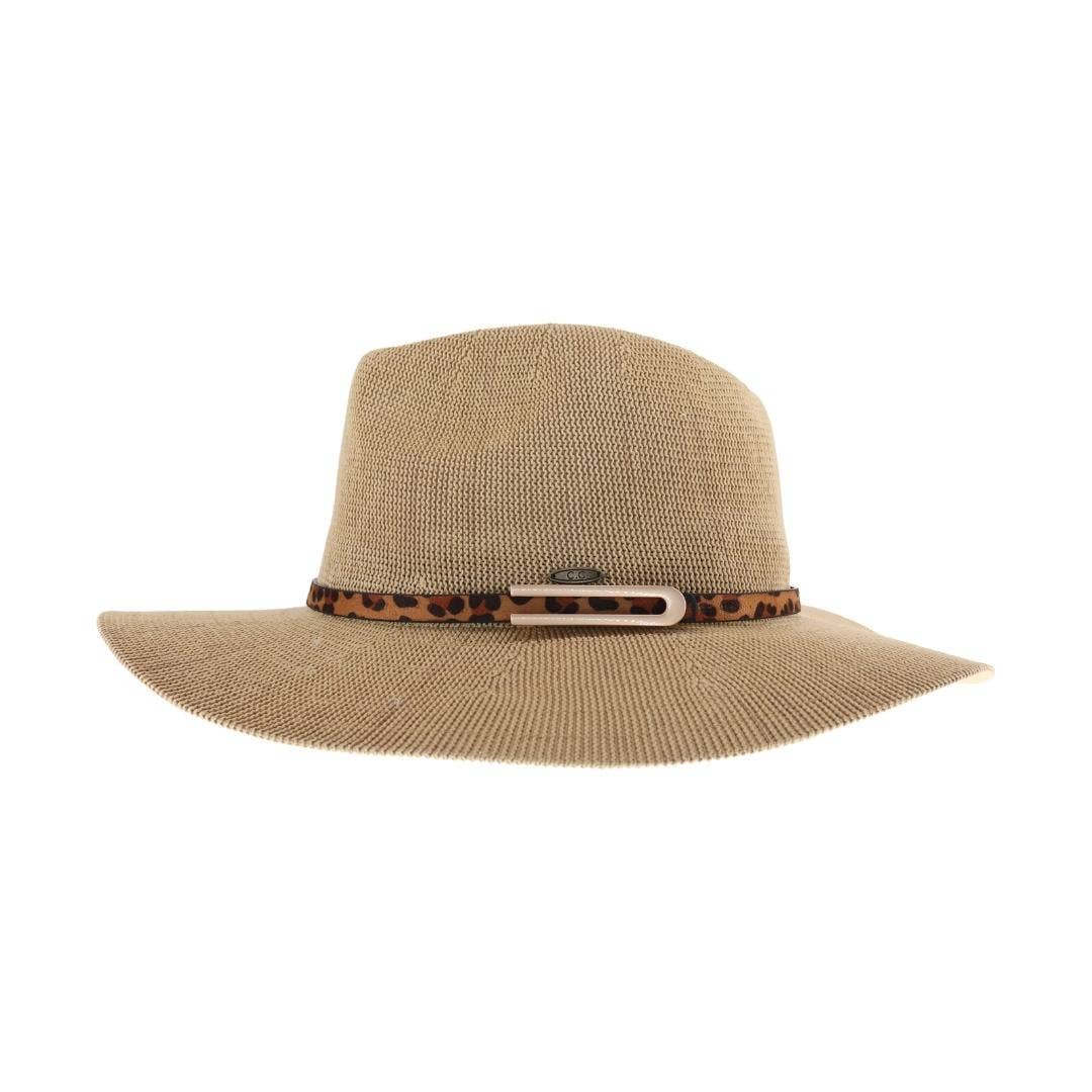 Natural Knit Leopard Buckle Band C.C Panama Hat Spring-Summer C.C Beanie