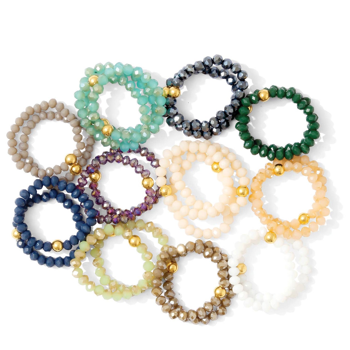 Stretch Crystal Rings- Small Beads Core Splendid Iris