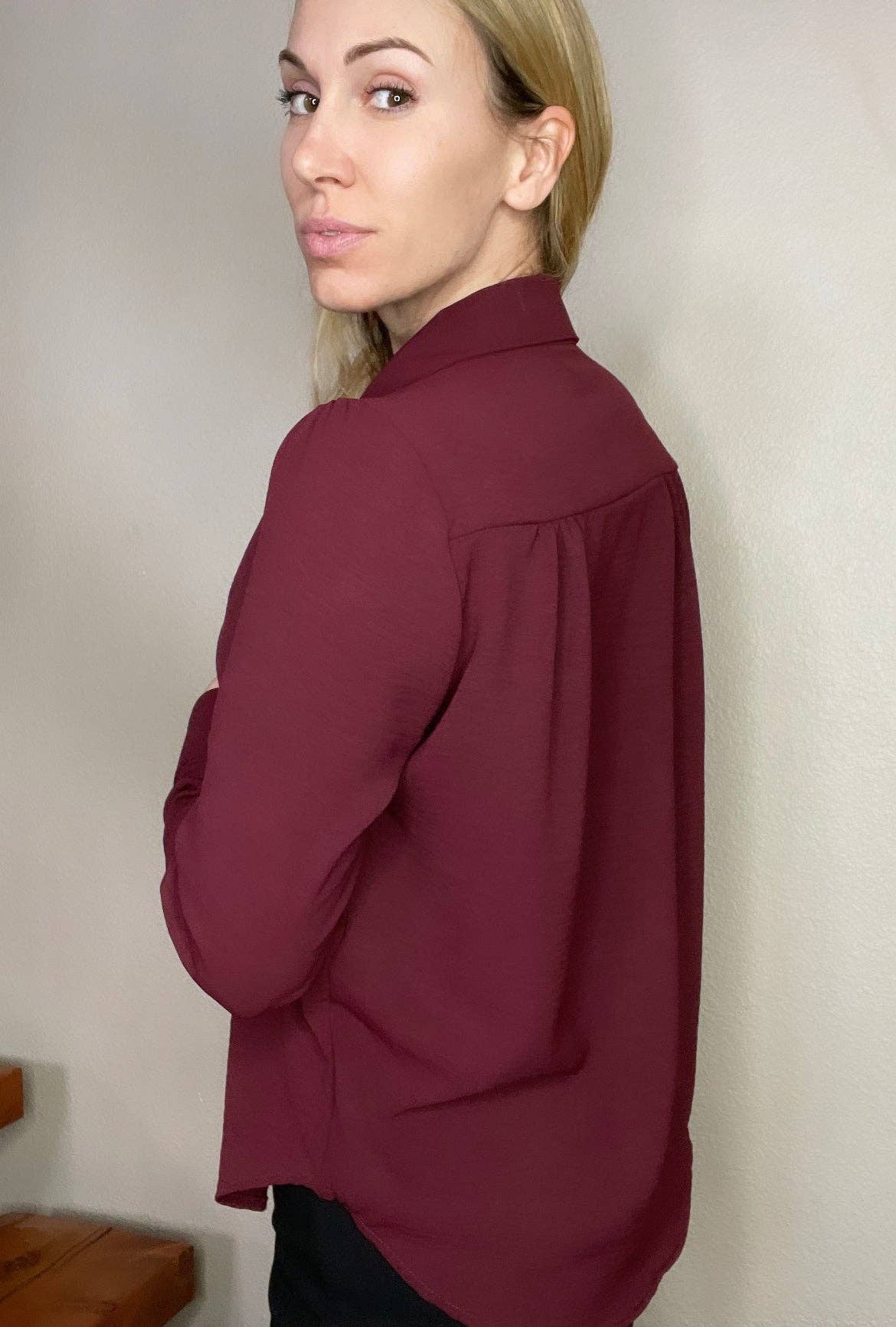 Pearl Blouse Burgundy Fall-Winter Executive by Stephanie