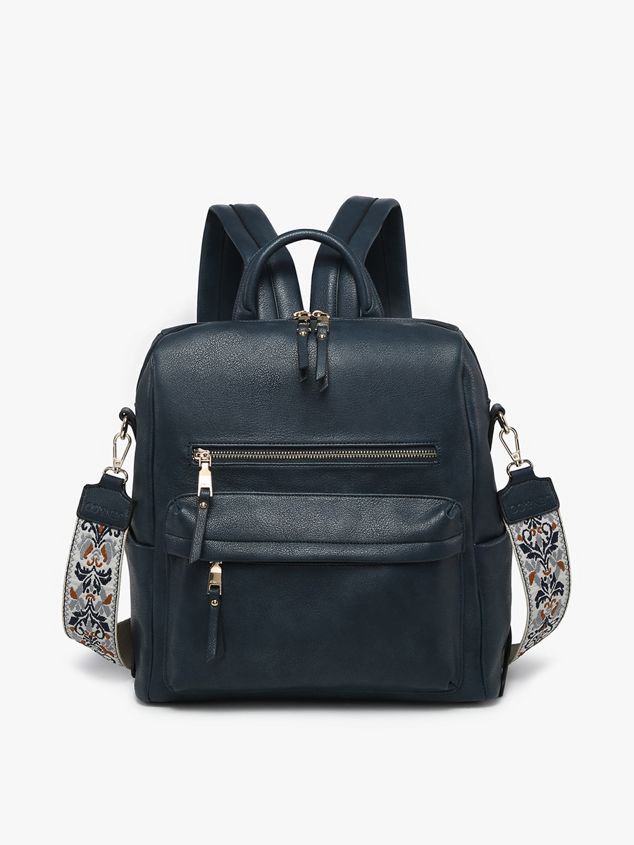 Amelia Convertible Backpack w/ Guitar Strap: Navy Fall-Winter Jen & Co.