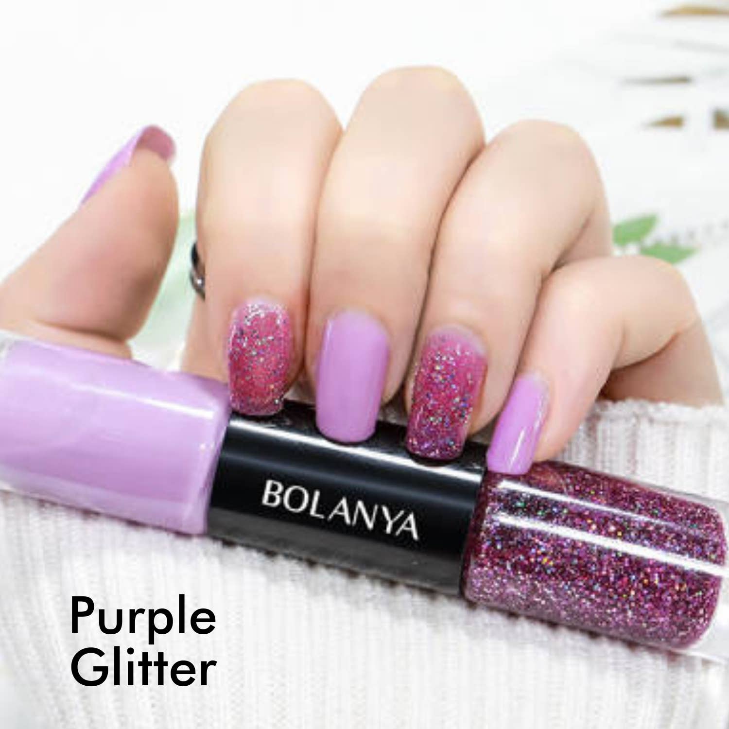 Purple & Purple Glitter Double Nail Polish  Tiny Gift Society