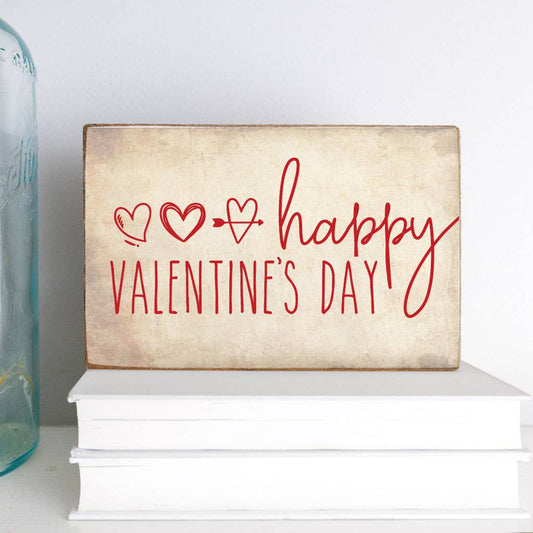 Happy Valentine's Day Decorative Wooden Block Valentine's Decor  Rustic Marlin