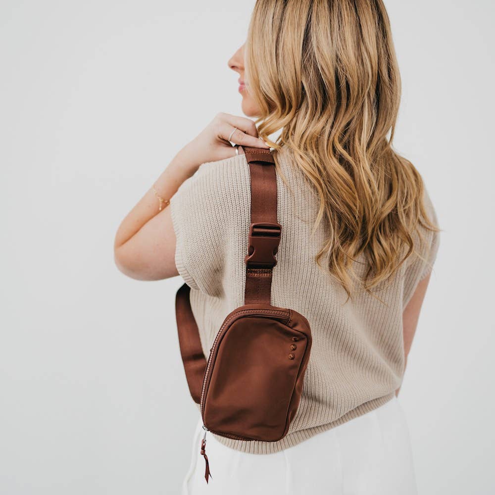 Nadya Nylon Bum Bag: Brown Core Pretty Simple