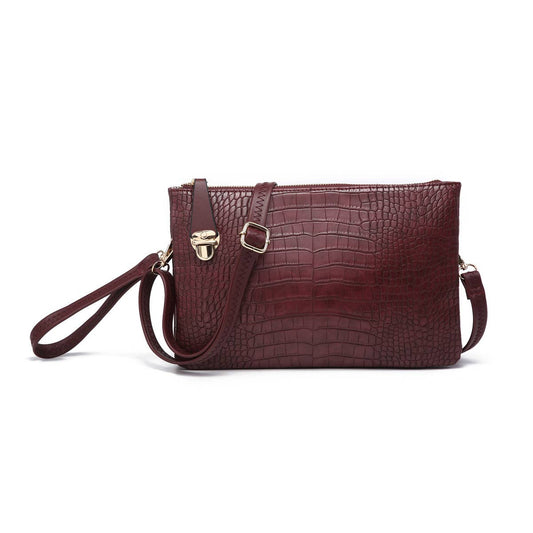 Sarah Small Crocodile Print Crossbody/Clutch  Jen & Co.