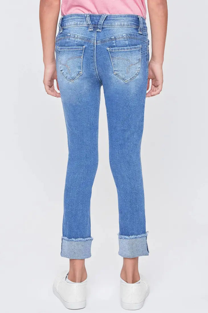 Girls WannaBettaFit Mid-Rise Mega Cuff Skinny Jeans Spring-Summer YMI